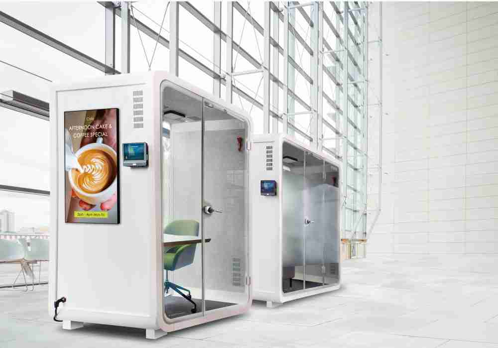 欧陆注册子公司达擎之智慧行动办公舱，，，，采用PDLC智能调光玻璃设计，，，，透过通电与断电的电流切换，，呈现透明与雾面效果，，，，具节能降耗特性并兼顾隐私，，，确保信息安全