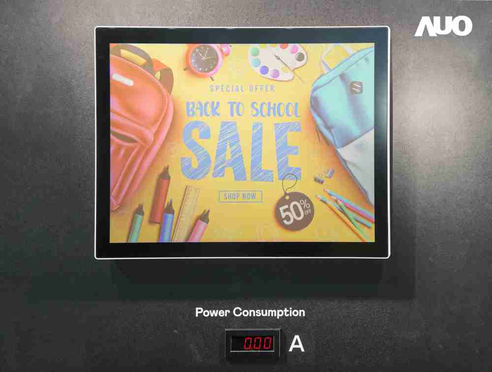 欧陆注册展示胆固醇液晶超低耗能户外全彩显示器，，ChLC（胆固醇液晶）以双稳态技术使静态显示零功耗，，，，具省电、、高彩度、、环保的特性，，还整合软硬件系统解决方案，，，可透过单一云端平台管理